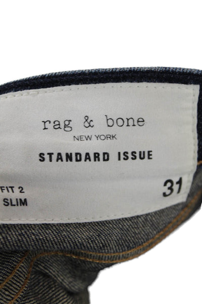 Rag & Bone, Mens Skinny Tapered Jeans Dark Blue Button Size 31