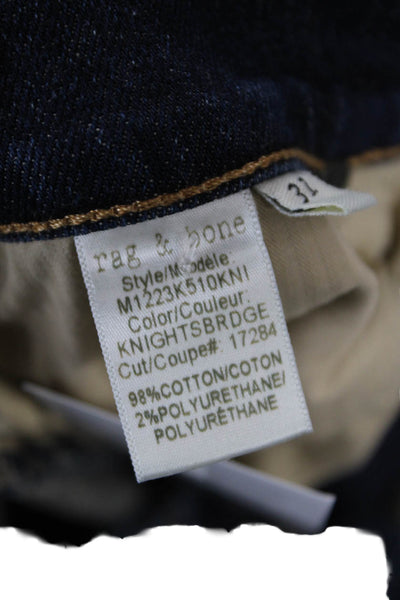 Rag & Bone, Mens Skinny Tapered Jeans Dark Blue Button Size 31