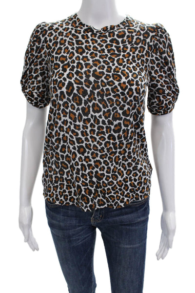 ALC Womens Animal Print Basic T-Shirt Multicolor Size XS