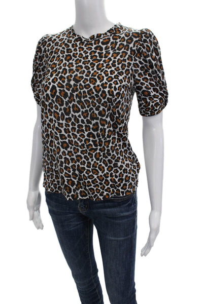 ALC Womens Animal Print Basic T-Shirt Multicolor Size XS
