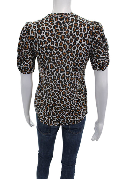 ALC Womens Animal Print Basic T-Shirt Multicolor Size XS