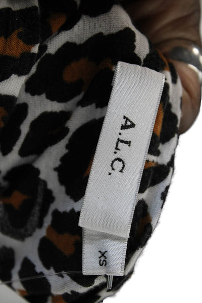 ALC Womens Animal Print Basic T-Shirt Multicolor Size XS