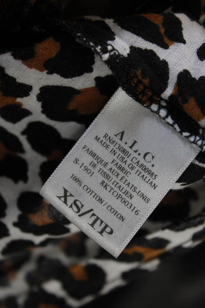 ALC Womens Animal Print Basic T-Shirt Multicolor Size XS