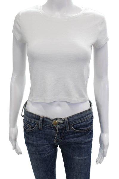 Zara Womens Short Sleeve Slim Fit Cropped T Shirt White Size S