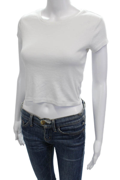 Zara Womens Short Sleeve Slim Fit Cropped T Shirt White Size S
