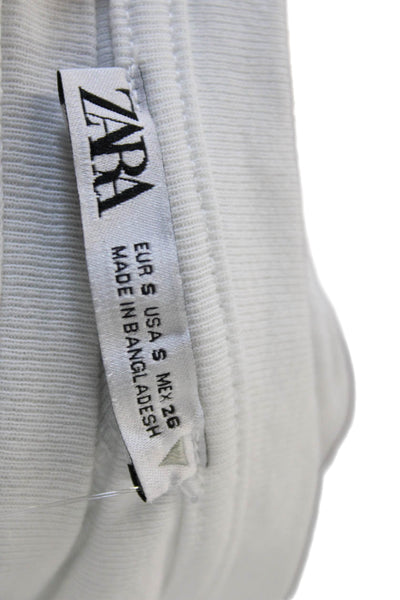 Zara Womens Short Sleeve Slim Fit Cropped T Shirt White Size S