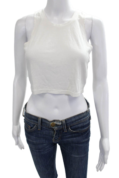 Cotton Citizen Womens Cropped Sleeveless Tank Top White Size M