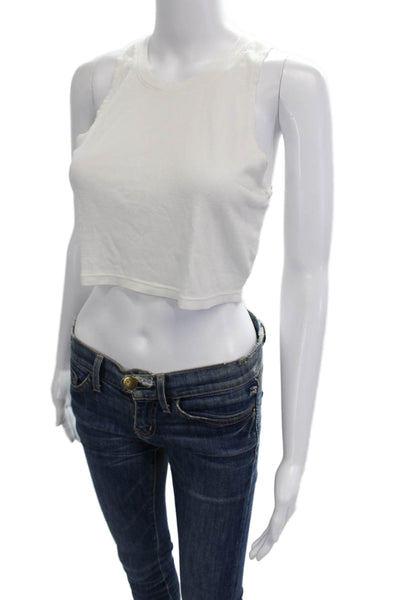 Cotton Citizen Womens Cropped Sleeveless Tank Top White Size M
