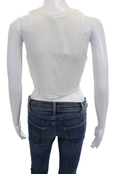 Cotton Citizen Womens Cropped Sleeveless Tank Top White Size M