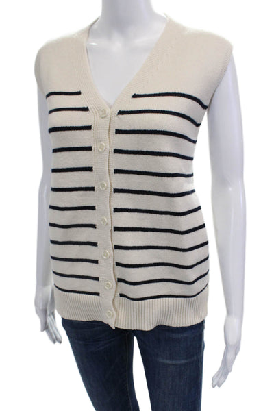 Zara Womens Sleeveless Striped V Neck Button Down Vest Beige Size S