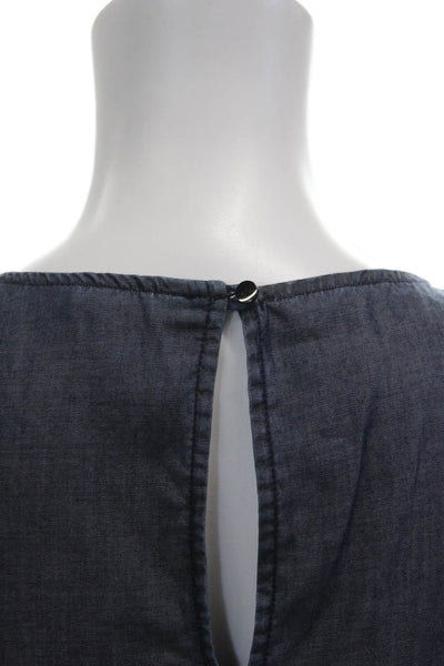 Banana Republic Womens Cold Shoulder Short Sleeves Blouse Blue Size Extra Small
