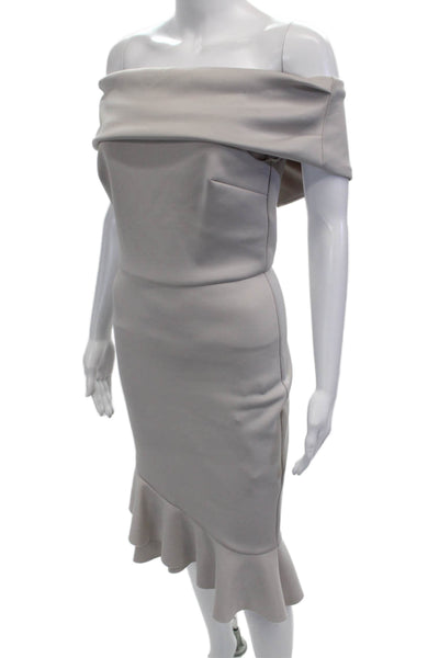 Romeo + Juliet Couture Womens Off The Shoulder Tiered Dress Grey Size 6