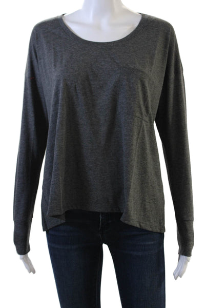 Eberjey Womens Cotton Crew Neck Pocketed Detail Top Dark Gray Size S
