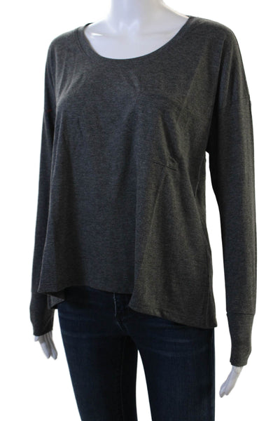 Eberjey Womens Cotton Crew Neck Pocketed Detail Top Dark Gray Size S