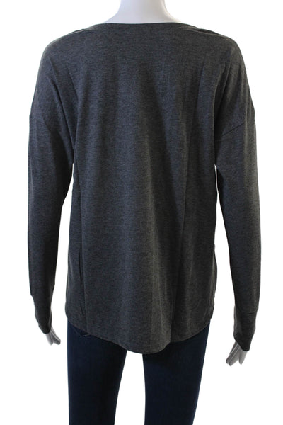 Eberjey Womens Cotton Crew Neck Pocketed Detail Top Dark Gray Size S