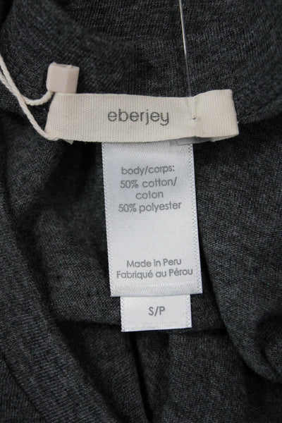 Eberjey Womens Cotton Crew Neck Pocketed Detail Top Dark Gray Size S