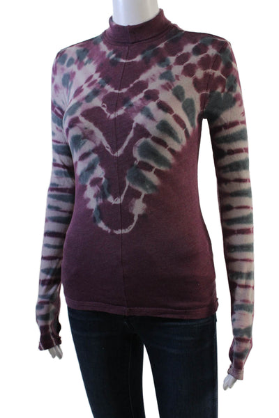 We The Free Womens Cotton Turtleneck Long Sleeve Tie Dye Top Purple Size S