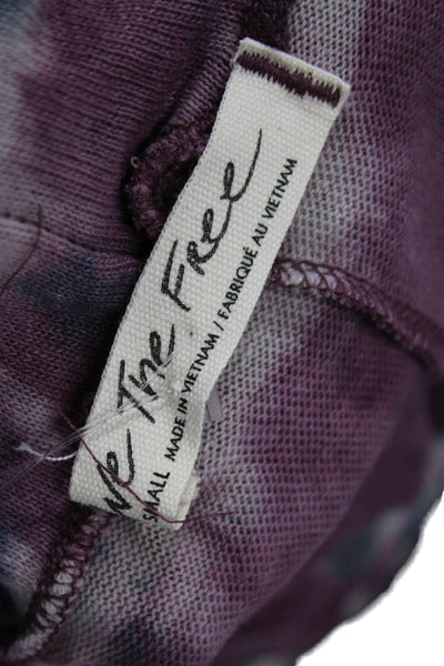 We The Free Womens Cotton Turtleneck Long Sleeve Tie Dye Top Purple Size S