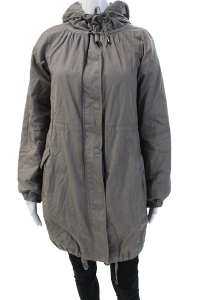 Comptoir Des Cotonniers Womens Hooded Jacket Gray Size 36