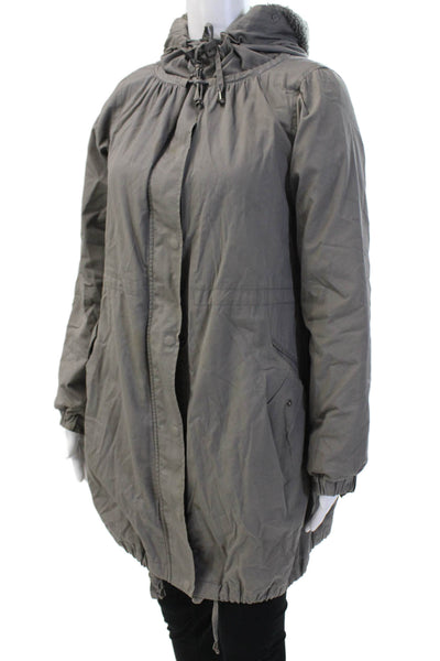 Comptoir Des Cotonniers Womens Hooded Jacket Gray Size 36