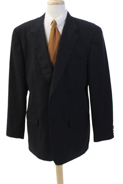 Savile Row Company Mens Wool Collared Button Up Suit Jacket Navy Size 46