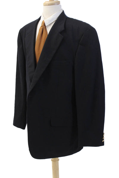 Savile Row Company Mens Wool Collared Button Up Suit Jacket Navy Size 46