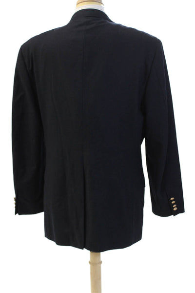 Savile Row Company Mens Wool Collared Button Up Suit Jacket Navy Size 46