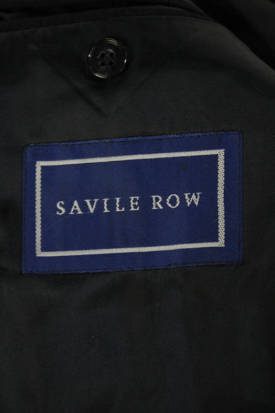 Savile Row Company Mens Wool Collared Button Up Suit Jacket Navy Size 46