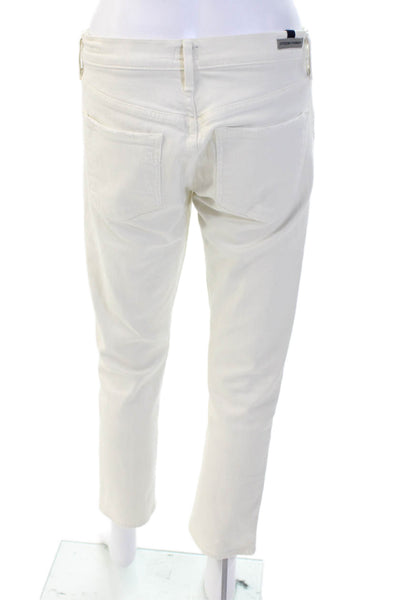 C of H Los Angeles Women Boyfriend Cropped Jeans White Mid-Rise Cotton Size 26