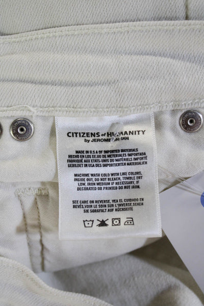 C of H Los Angeles Women Boyfriend Cropped Jeans White Mid-Rise Cotton Size 26