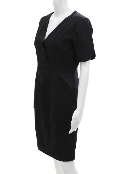 Hilton Hollis Women's Short Sleeves V-Neck Mini Dress Black Size 4
