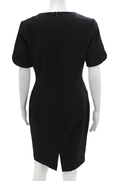 Hilton Hollis Women's Short Sleeves V-Neck Mini Dress Black Size 4