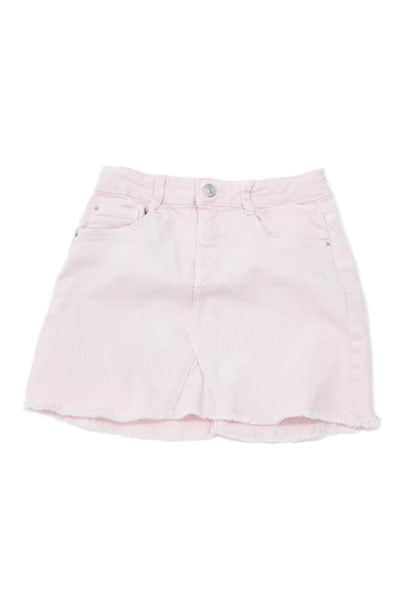 Zara Childrens Girls Denim Zip Up Mini Skirt Pink Cotton Size 10