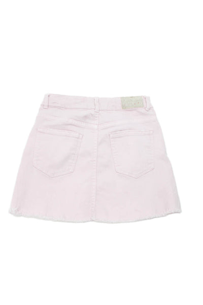 Zara Childrens Girls Denim Zip Up Mini Skirt Pink Cotton Size 10