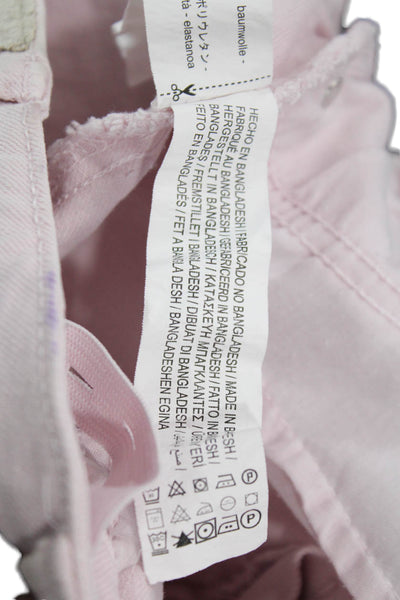 Zara Childrens Girls Denim Zip Up Mini Skirt Pink Cotton Size 10