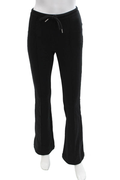 Zara Womens Drawstring Pleated High Waisted Flare Leg Pants Black Size S