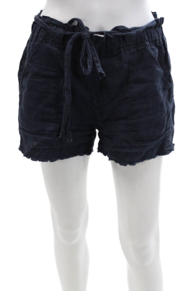 Splendid Collection Womens Linen Belted Shorts Navy Blue Size Extra Small