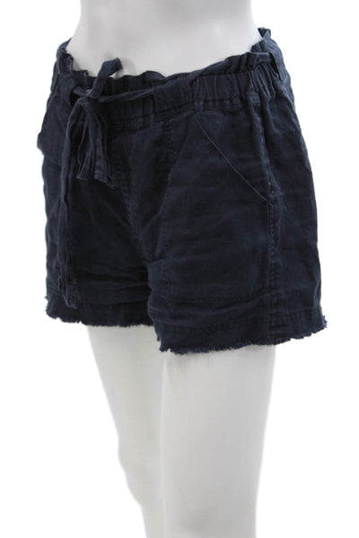 Splendid Collection Womens Linen Belted Shorts Navy Blue Size Extra Small