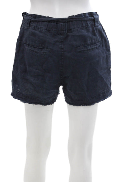 Splendid Collection Womens Linen Belted Shorts Navy Blue Size Extra Small