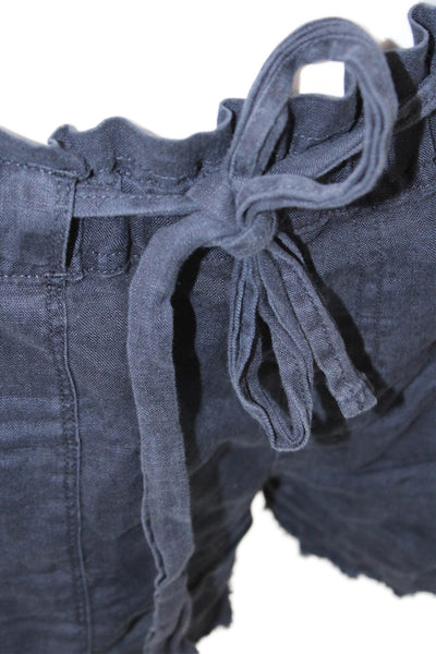 Splendid Collection Womens Linen Belted Shorts Navy Blue Size Extra Small