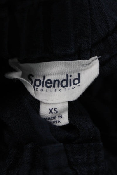 Splendid Collection Womens Linen Belted Shorts Navy Blue Size Extra Small