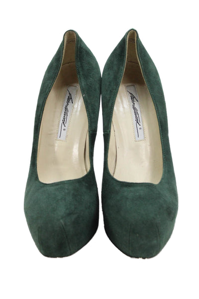 Brian Atwood Womens Rounded Toe Slip On Heel Pumps Green Size EUR 38
