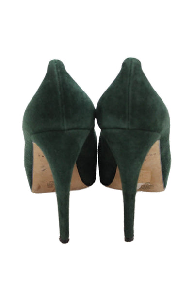 Brian Atwood Womens Rounded Toe Slip On Heel Pumps Green Size EUR 38