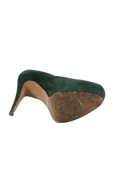 Brian Atwood Womens Rounded Toe Slip On Heel Pumps Green Size EUR 38