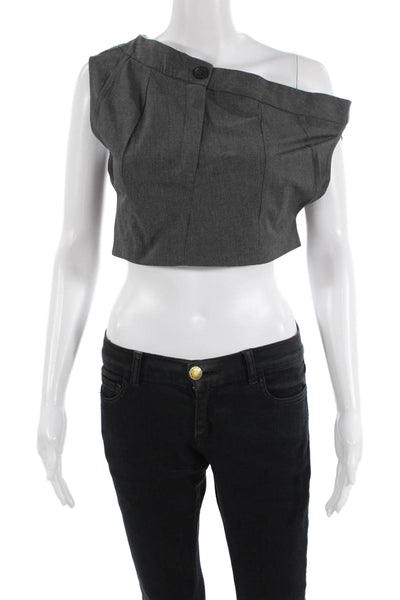 Zara Womens Sleeveless Cropped One Shoulder Blouse Grey Size Extra Small