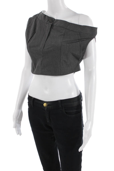 Zara Womens Sleeveless Cropped One Shoulder Blouse Grey Size Extra Small