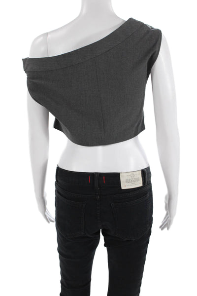 Zara Womens Sleeveless Cropped One Shoulder Blouse Grey Size Extra Small