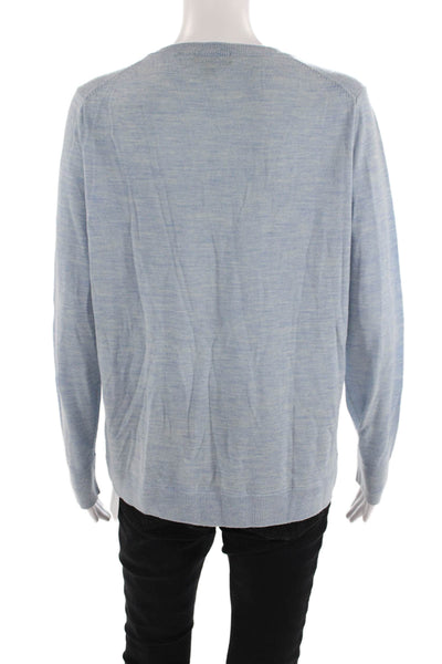 J Crew Womens Front Zipper Crew Neck Sweater Blue Wool Size Extra Large