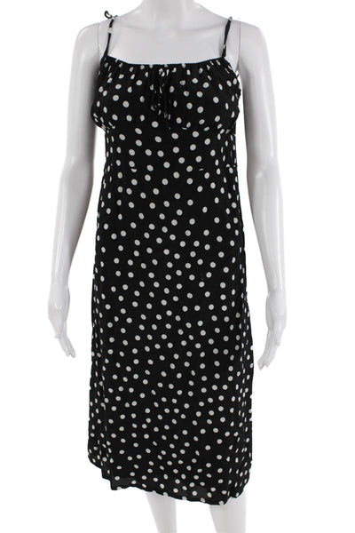 Faithfull The Brand Women Slip Dress Black Polka Dot Sleeveless Size 4