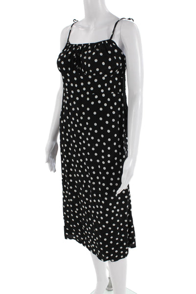 Faithfull The Brand Women Slip Dress Black Polka Dot Sleeveless Size 4